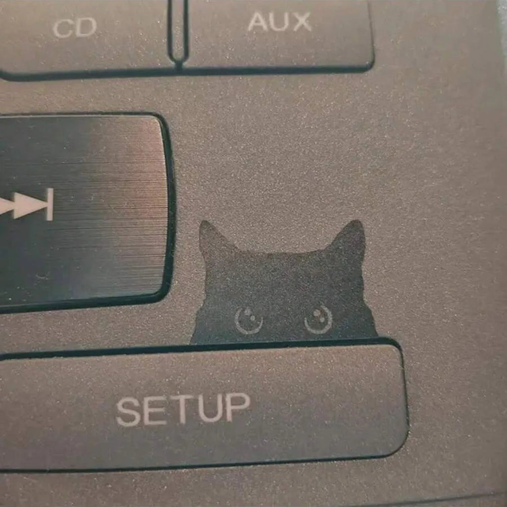 Cat Peeker Decal, Car Decal, Black Cat Peeker Sticker, Blank Button, Vinyl Decal, Car Stickers, Vinyl Stickers, Eject Sticker