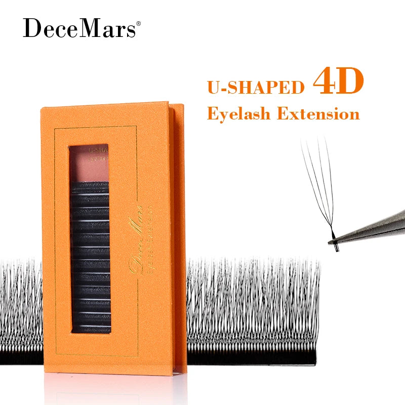 DeceMars U-Shaped 4D Eyelash Extensions (12lines/Tray) for Makeup