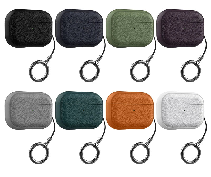 Luxury Leather Cover For AirPods 4 3 2 1 Business Earphones Cover For Apple AirPods Pro 1 2 Headset Shell With Hook Accessories