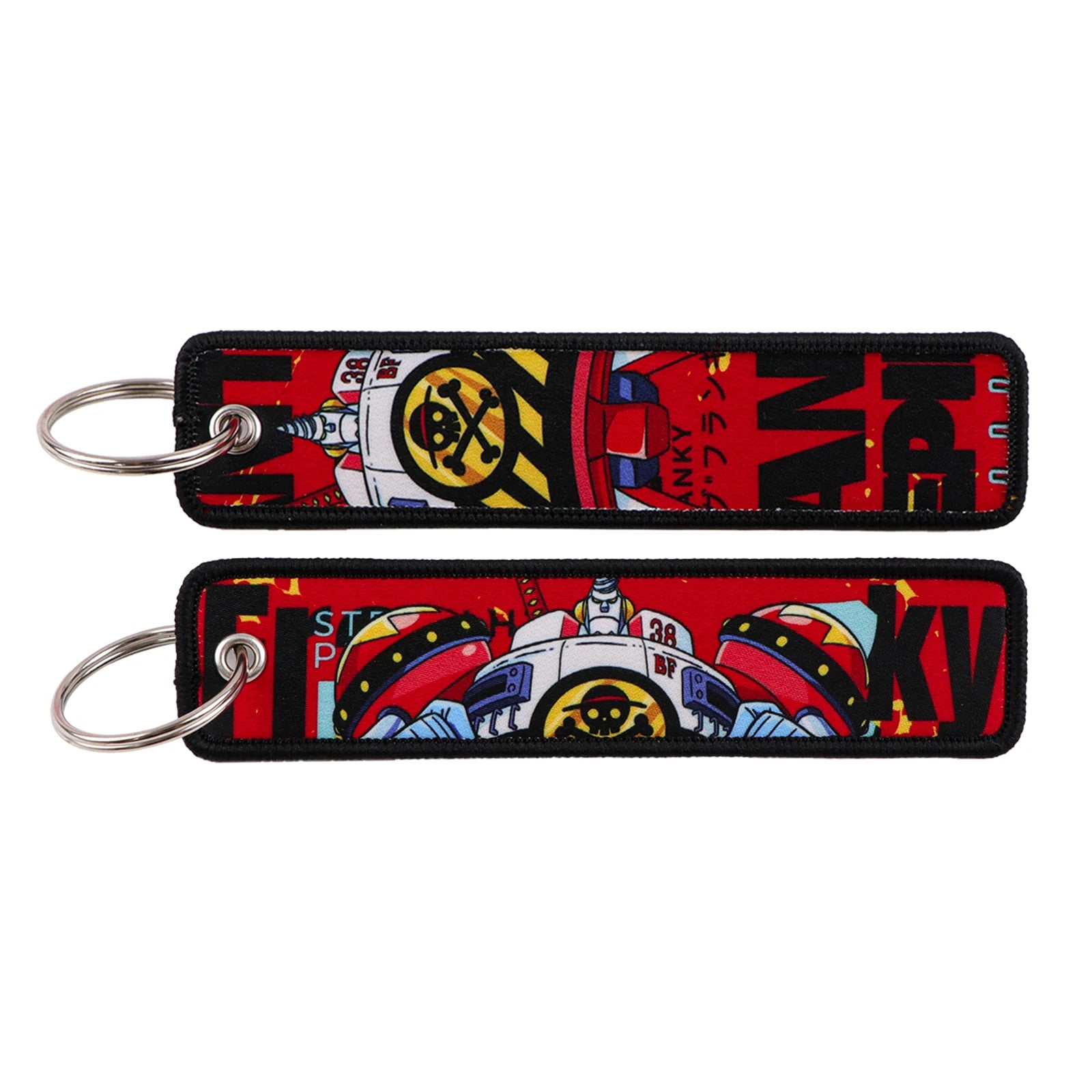 Anime Pirate Embroidery Key Fobs Manga Key Tags Cool Keychains for Women Men Car Keyrings Cosplay Accessories Friends Gift Toy