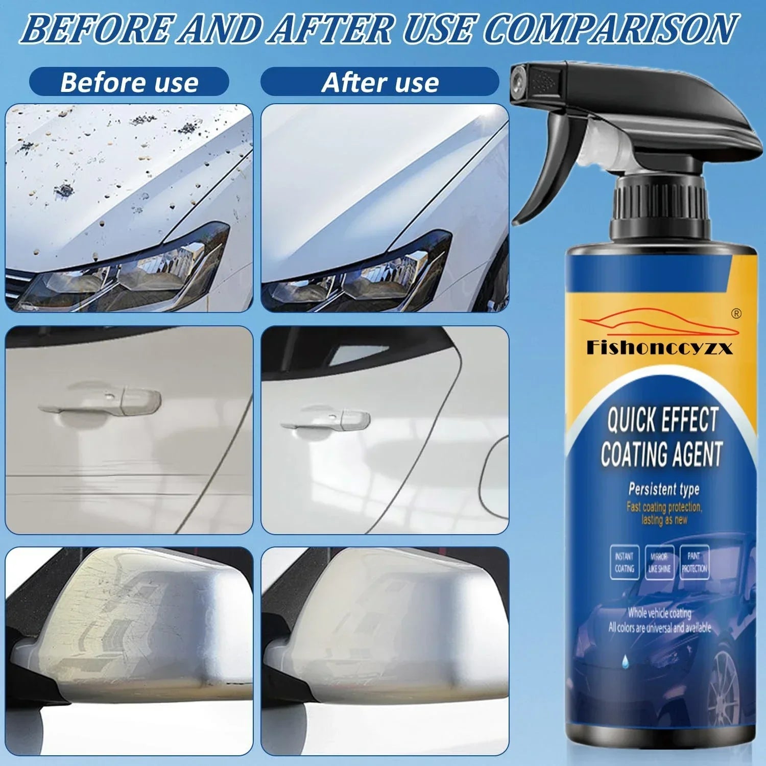 Car Coating Spray Quick Effect Coating Agent New Quickly Coat Car Wax Car Scratch Wax Polish Spray Waterless Wash