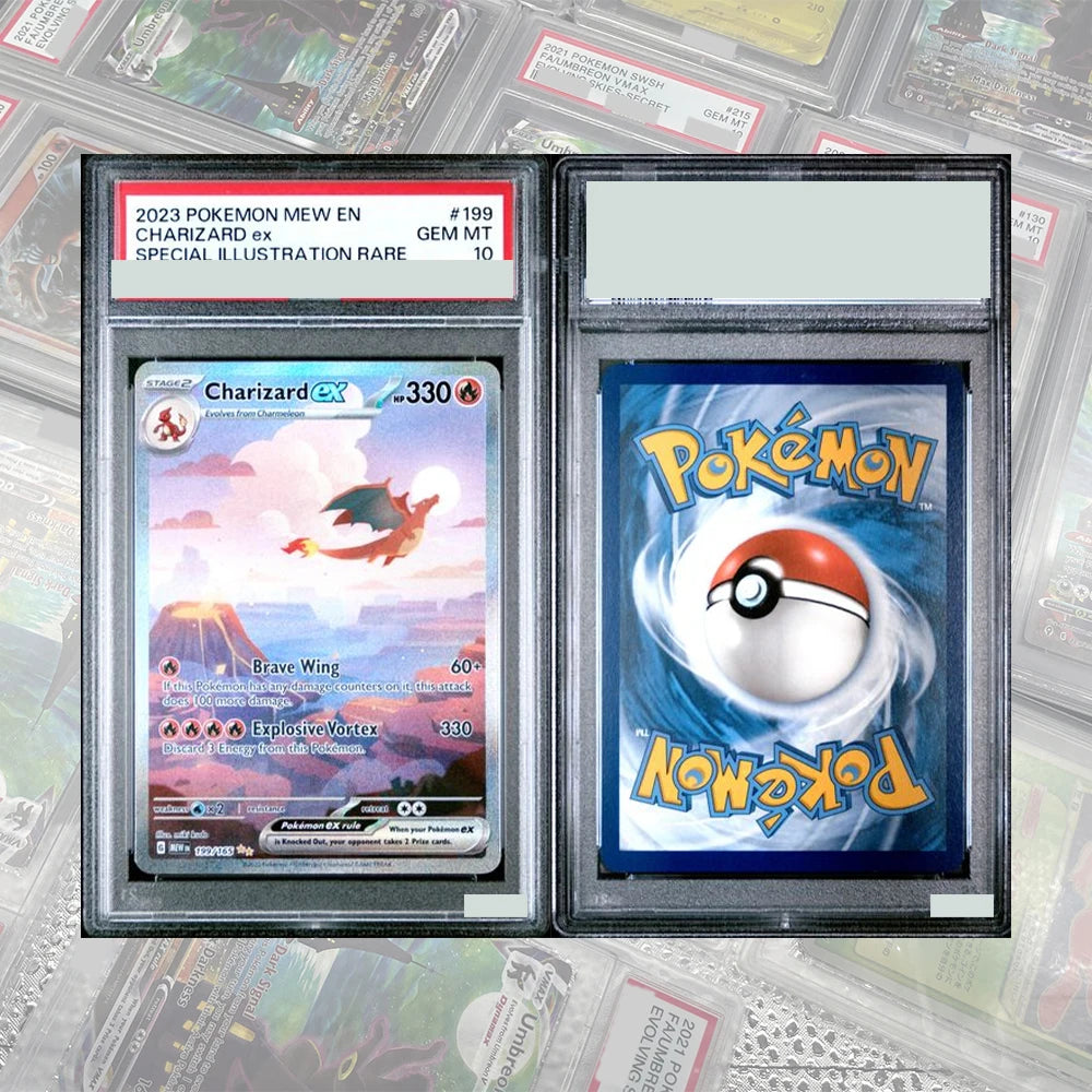 DIY Proxy PTCG Graded Collection Card SV4a JP Mew Ex Charizard Ex Special Art Rare GEM MT 10 Card Holographic Labels Child Gift