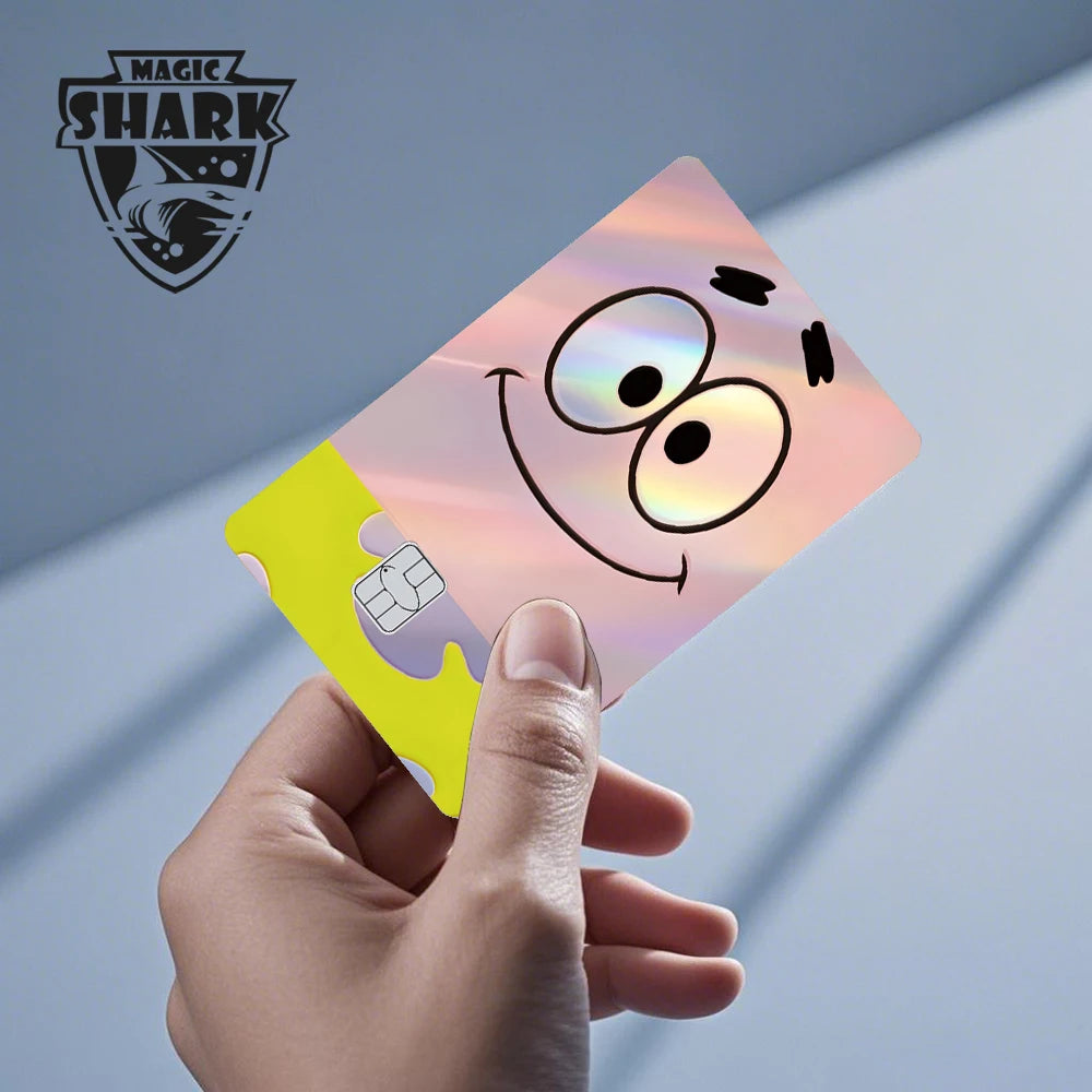 Magic Shark 2026 New Arrival Funny Cute Cartoon Holographic Sticker Laser Film Shinny Skin for Debit Credit Bank Card