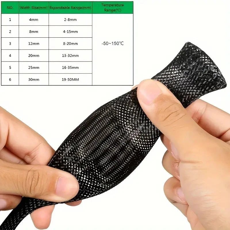 10m /32.8 Feet Pet Expandable Braided Mesh Sleeve Black Flexible Wire Mesh Cover Tv Audio Pc Cable Protection Against Pet Chewing