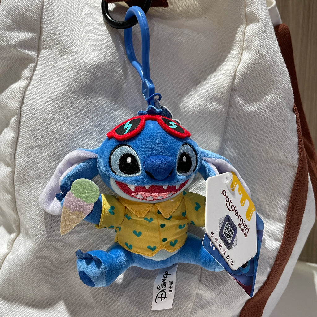 Genuine Disney Stitch Lotso Plush Toys Keychain Pendant Accessories Cute Cartoon Stuffed Doll Key Ring Toys Key Chain Gift