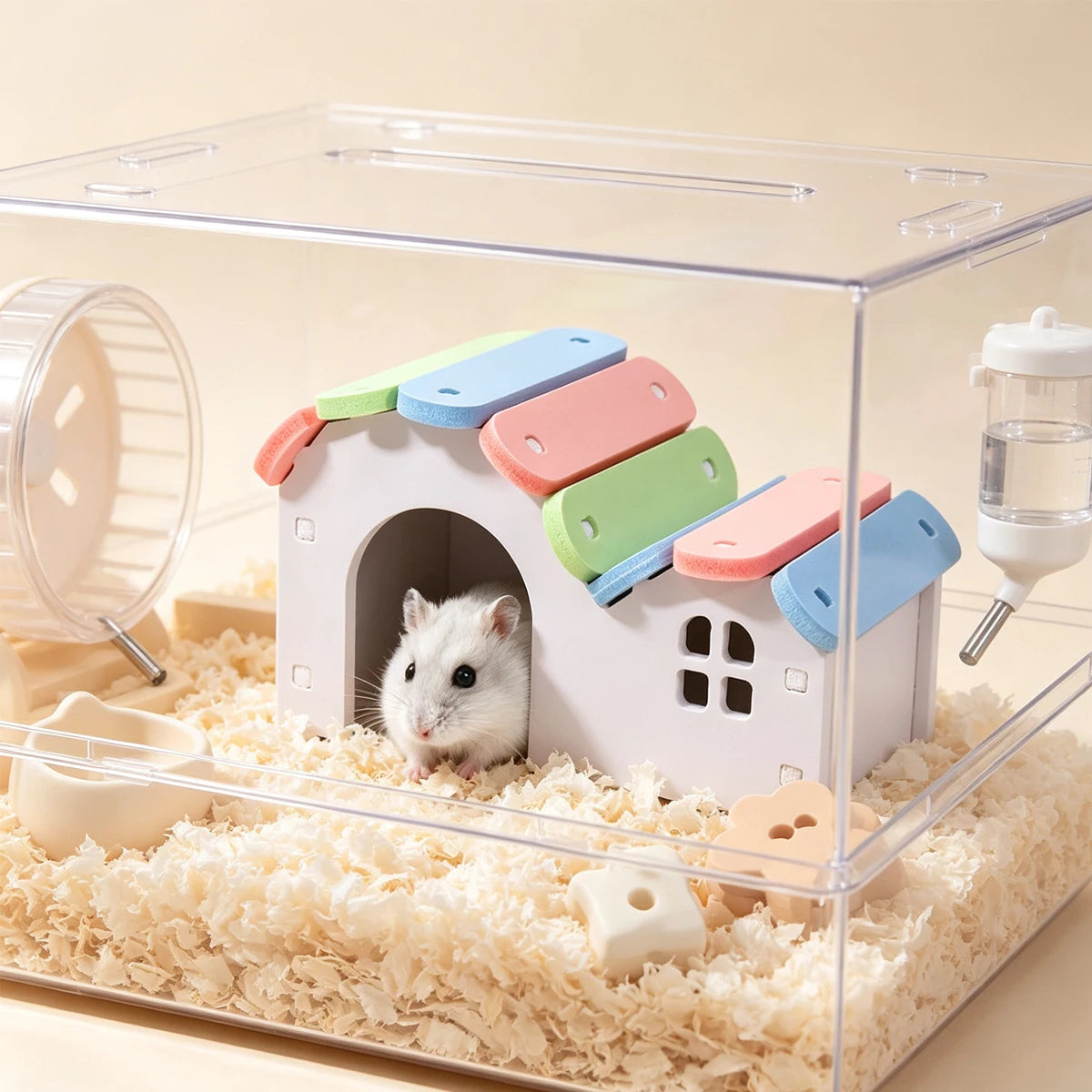 Hamster House Houses for Hamsters Rats Accessories Guinea Pig Cottage Things Kennel Pet Supplies Hideout Large Casa Accessory