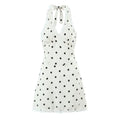 YENKYE Lace Spliced Polka Dot Halter Dress Women Elegant A-line Mini Sexy Backless Dresses Summer Robe 2025