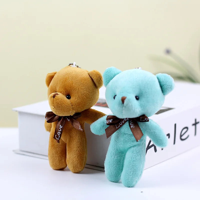 10pcs/lot Bear Stuffed Plush Toy Mini Bear Doll Keychain Soft Stuffed Toy Key Chain Bag Pendant Wedding Decoration Birthday Gift