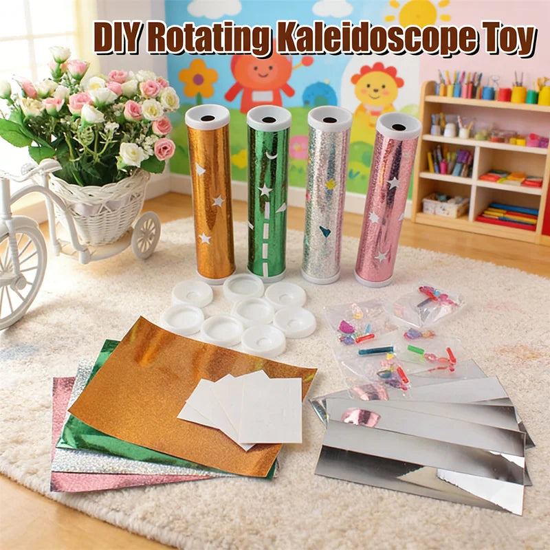 DIY Rotating Kaleidoscope Kit STEAM Science Toy for Kids, Teaches Optics & Reflection Encourage Hands-On Building and Creativity