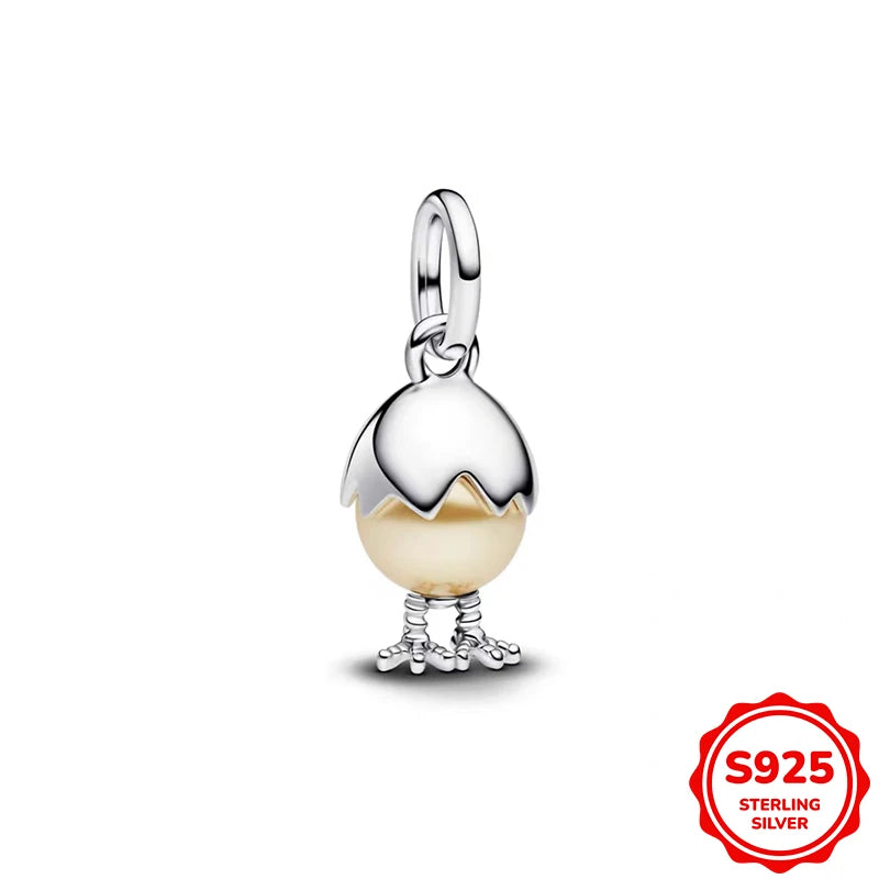 Charms plata de ley Disney Gold Plated Lily Flower Pendant Beads Fits 3mm Bracelets Necklace For Women Luxury DIY Fine Jewelry