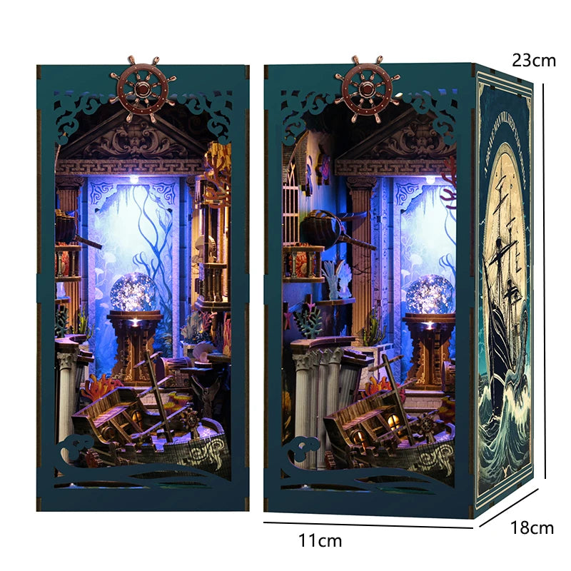 DIY Wooden Book Nook Insert Kit Doll Houses Building Toys Bookends Bookshelf Decor DollHouses Toys For Kids Xmas Gifts