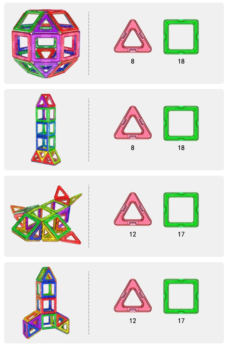 large Magnetic tiles Designer Magnet Building Blocks Accessories Educational Constructor Toys For Children Kids Girls Set Gift