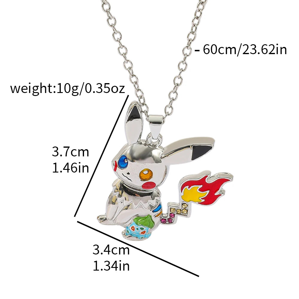 1PC Cute Q Version Character Necklace Alloy Charmander Bulbasaur Jewelry Pendant for Fans Holiday Gifts Jewelry Accessories