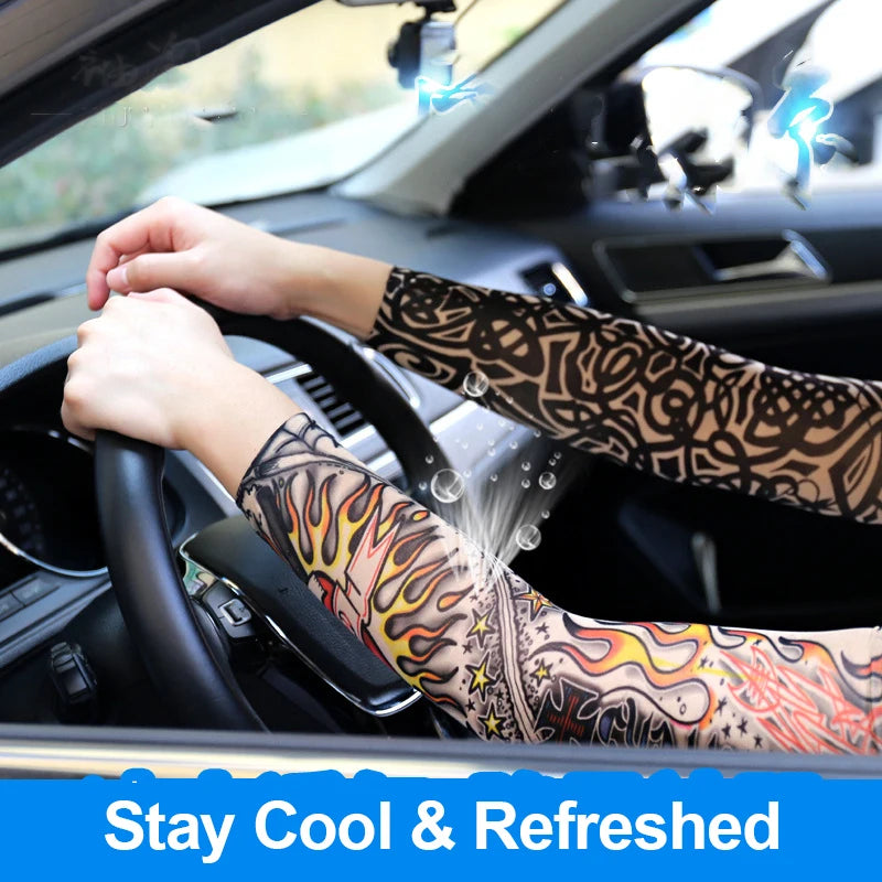 6 PCS Tattoo Sleeves Unisex Summer Cycling Sun Protection Arm Covers Beach Driving Fishing Breathable Nightclub Elastic Sleeves