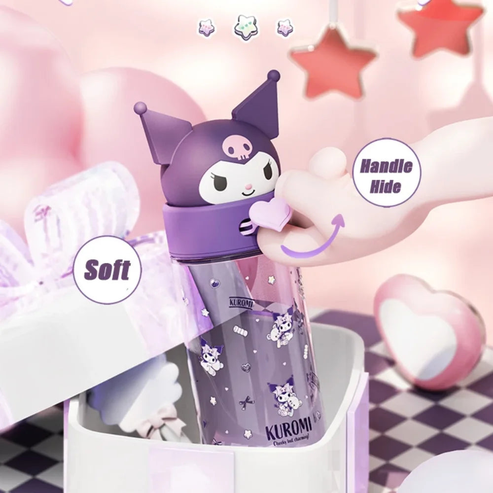 500ml Kawaii Sanrio Dolls Transparent Cup Cartoon Hello Kitty Kuromi Cinnamoroll Melody Plastic Water Bottle Gifts