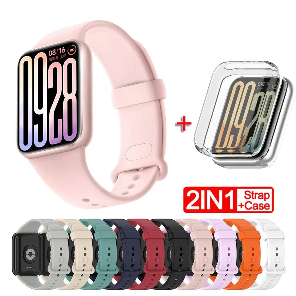 Soft Silicone Strap and One-piece Full Protective Case for Xiaomi Mi Band 9 Pro Strap Smart Band