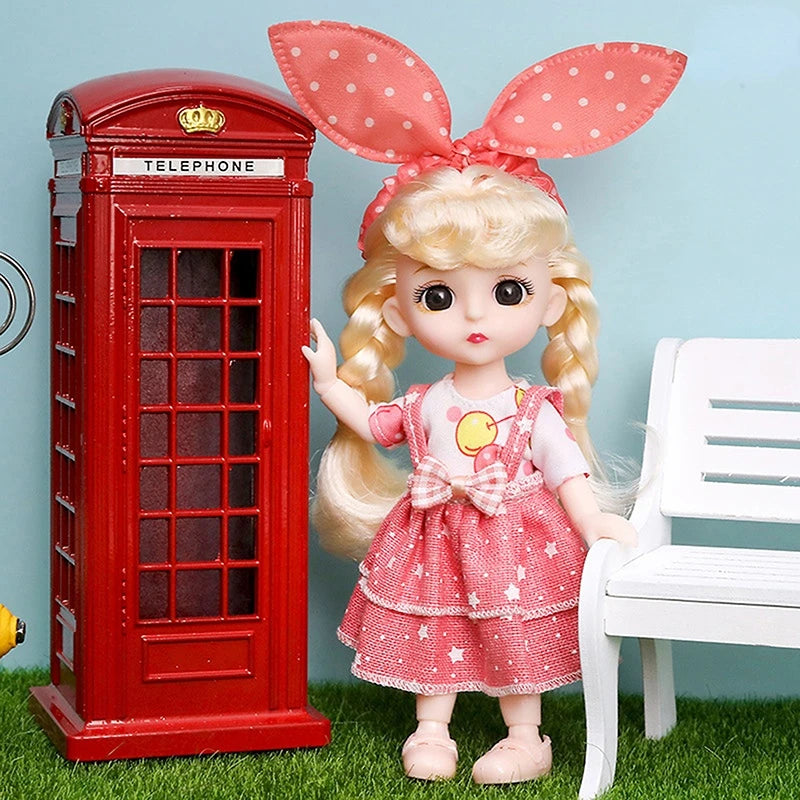 Mini 16cm BJd Doll 13 Movable Joint Girl Doll 3D Big Eyes 1/12 Fashion Princess Doll DIY Dress Up Toy Doll With Clothes Gift