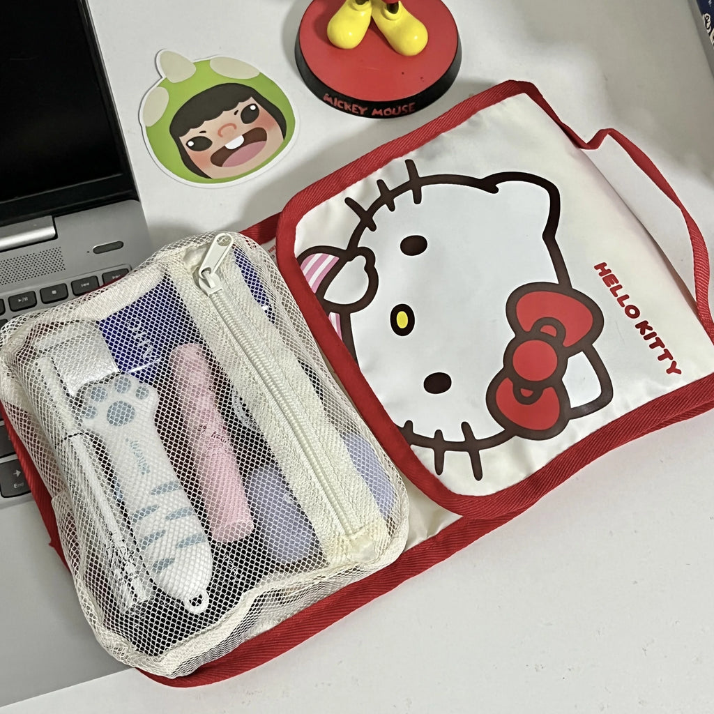 Cute Portable Travel Wash Up Storage Bag Girls Gifts Hello Kitty Kuromi Stitch KT Cat Cartoon Cosmetic Bag For Girl Kawaii Gifts