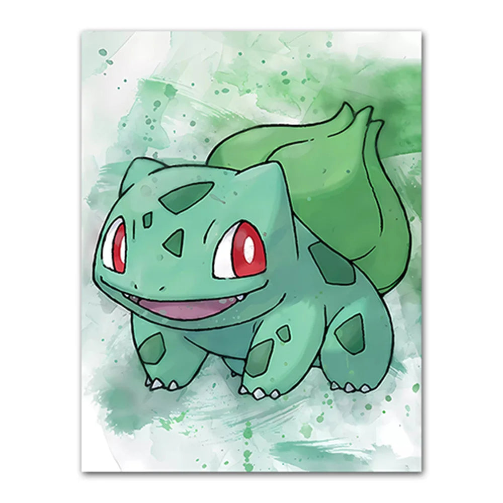 Anime Pokemon Canvas Painting Bulbasaur Charmander Squirtle Poster and Print Watercolor Wall Art Picture Home Decor Kids Gifts