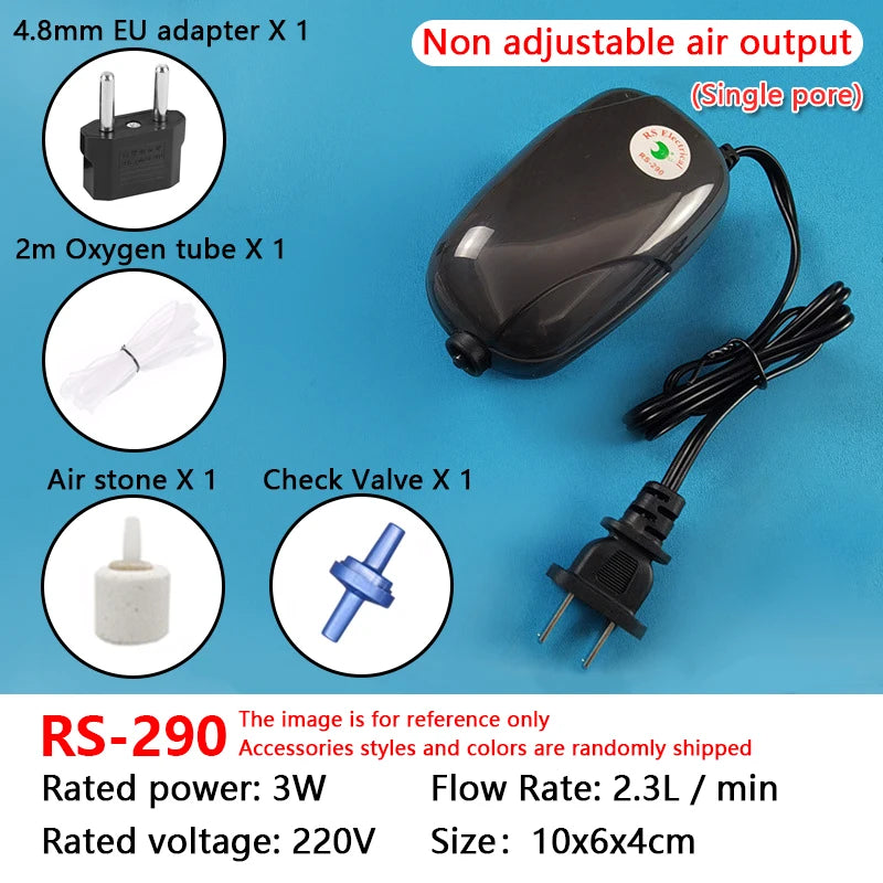 1PC Aquarium Air Pump Fish Tank Mini Compressor Single Double Outlet with Check Valve Tube Aquatic Accessories 220V 3W 5W