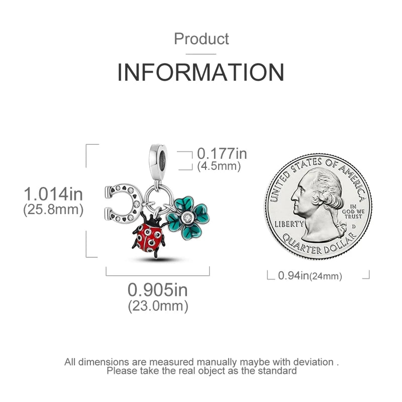 Charms Silver 925 Ladybugs and Cherry Strawberries Pendant Bead Fit 3mm Bracelet Bangle Necklace For Women Luxury Jewelry Making