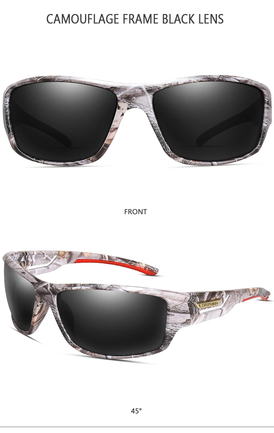LOISRUBY Polarized Cycling Sunglasses Camouflage Driving Outdoor Sports Fishing Running Goggles UV400 Tacakle Eyewear