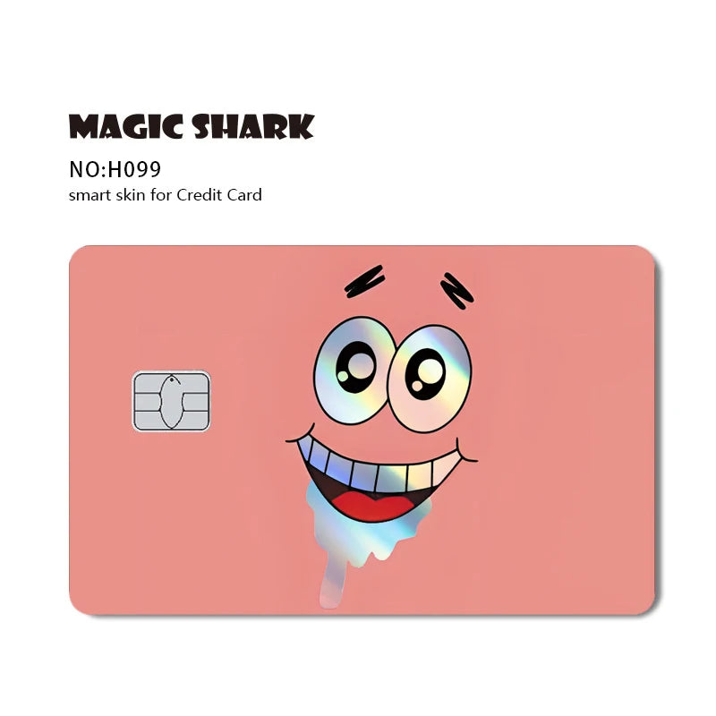 Magic Shark 2026 New Arrival Funny Cute Cartoon Holographic Sticker Laser Film Shinny Skin for Debit Credit Bank Card