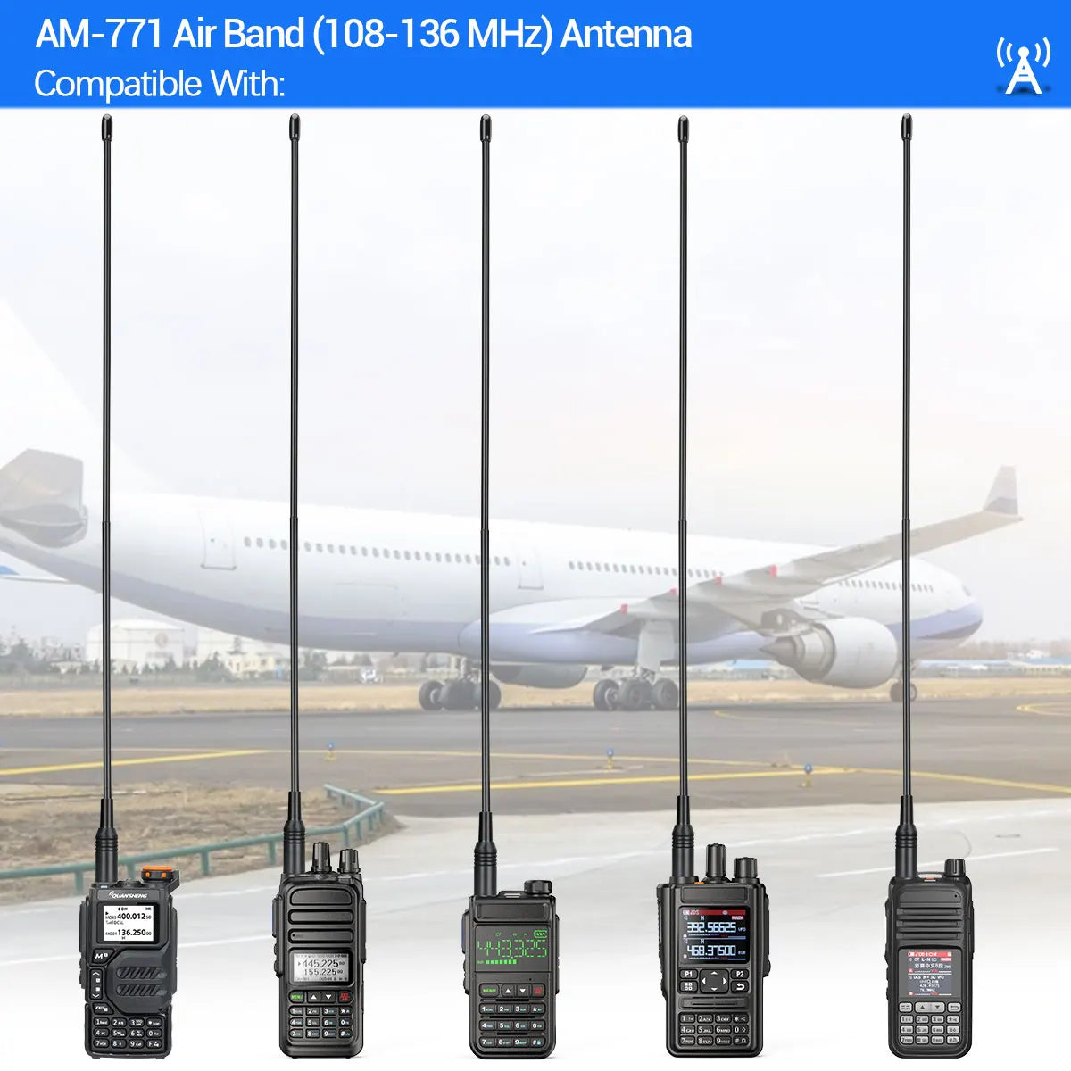AM-771 Air Band SMA-Female Antenna 108-136MHz for Quansheng UV K5 (8) K6 Baofeng UV 5RH 21 PRO V2 UV-98 Walkie Talkie Ham Radio