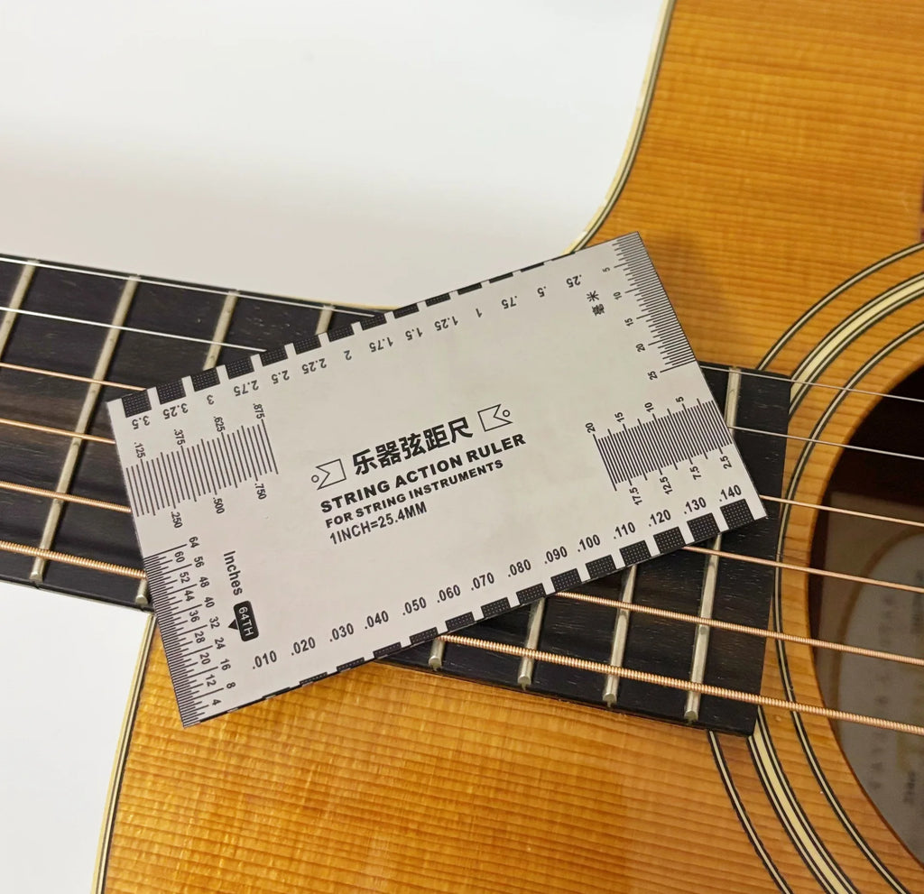 Stainless Steel String Action Gauge Ruler Guitar Bass Instrument Repair Tool Silver