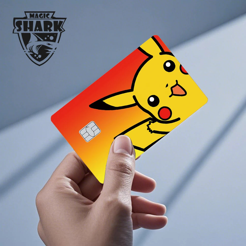 Maigc Shark Cute Pokemons Mewtwo Eevee Pikachu Gengar Sticker Film Cover for Debit Credit Card No Fade