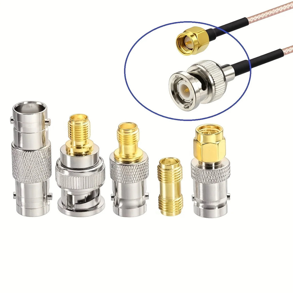 SMA Male to BNC Male Cable 20CM + 5pcs RF Coax Adapter Kit SMA to BNC Cable SMA BNC Adapter Cable Kit for RF Applications/Antenn