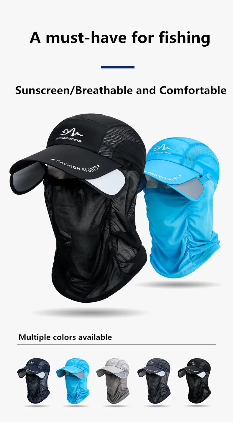 360 ° portable fishing sun hat, outdoor cycling and hiking sun protection, detachable and adjustable fishing equipment