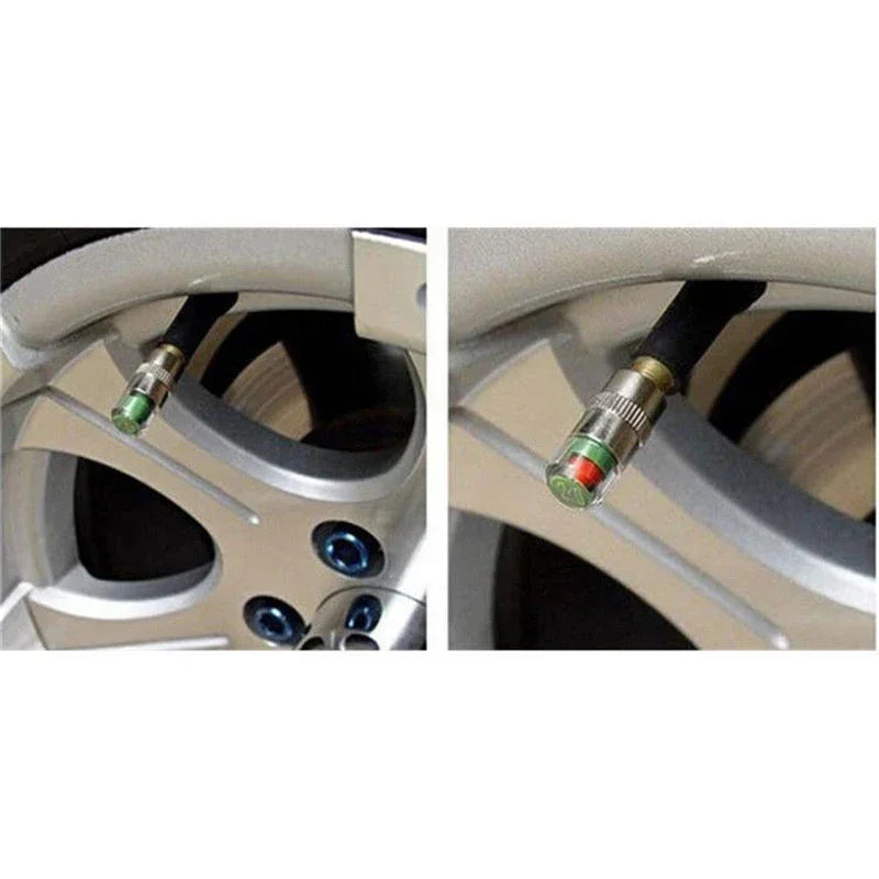NEW 4pcs Car Tire Pressure Indicator Gauge Alert Monitoring Valve Cap Sensor External Detection