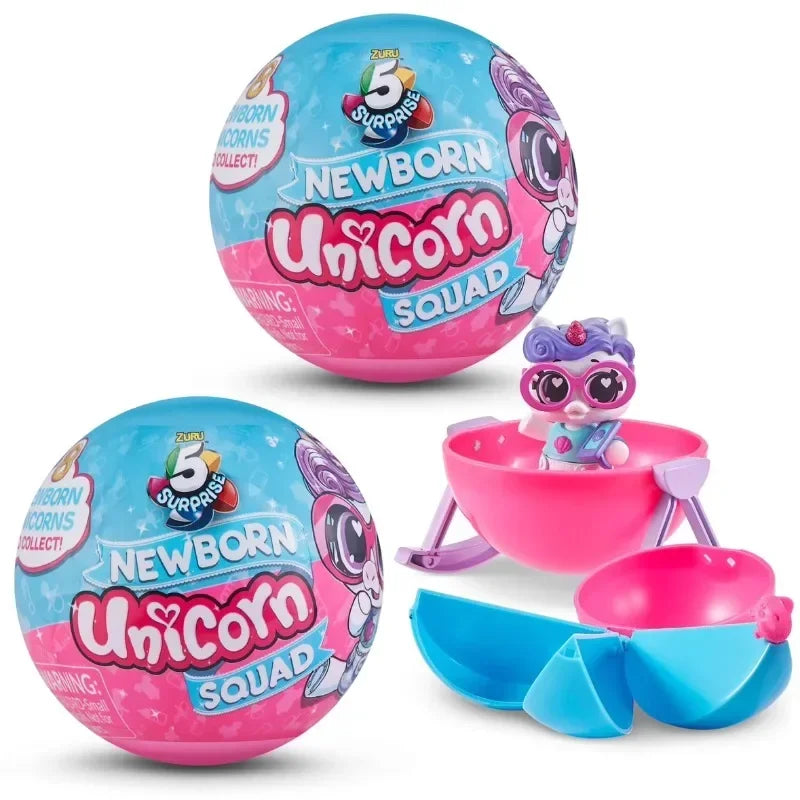 Surprise 5 Capsule Toys Newborn Unicorn Squad Mini Rainbocorn Blind Box Surprise Ball Anime Figure Collectible Toys