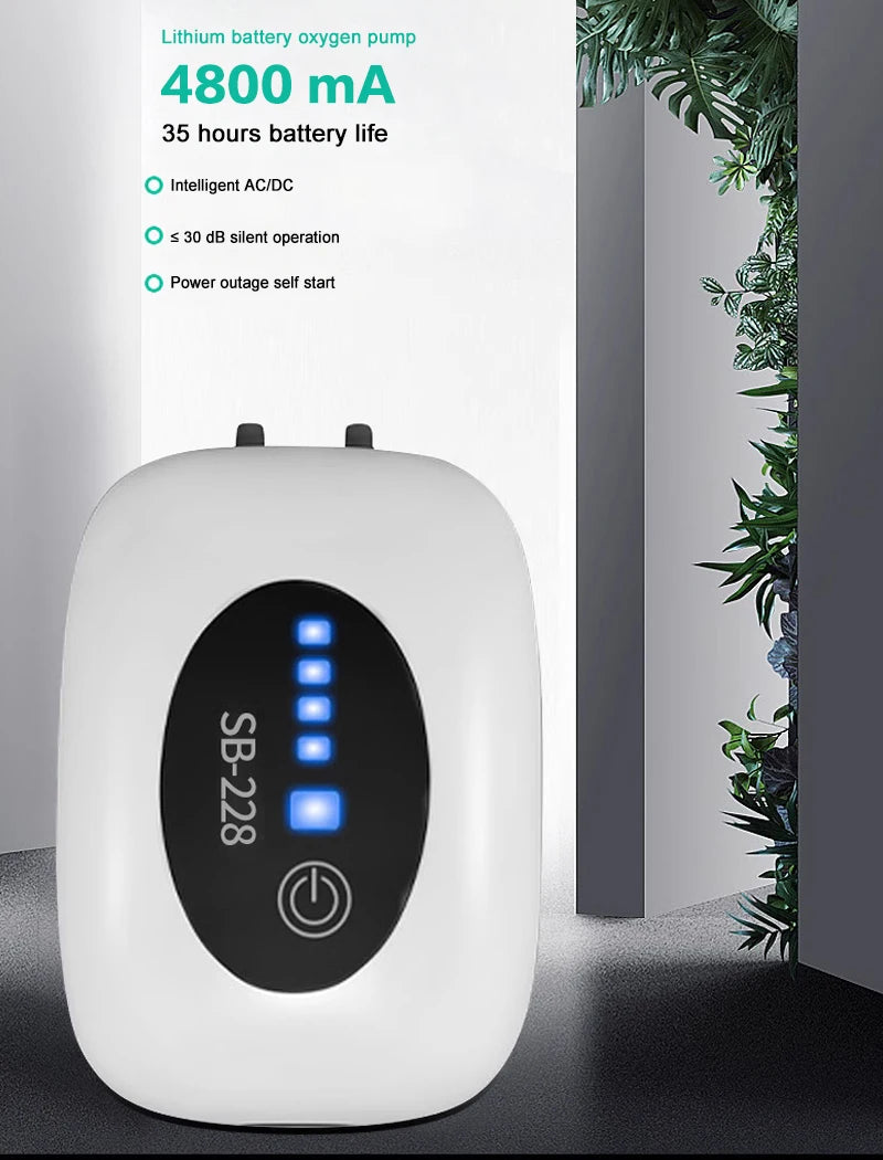 SOBO Aquarium Fish Tank Oxygen Air Pump Compressor Charging Silent USB with Battery Portable Fishing Oxygenator 6000mA Outdoor