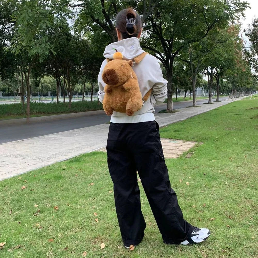 Capybara Plush Backpack Kawaii Fashion Plushie Doll Fur Pendant Children's Shoulder Bag Mini Knapsack Bags Gifts For Girlfriend