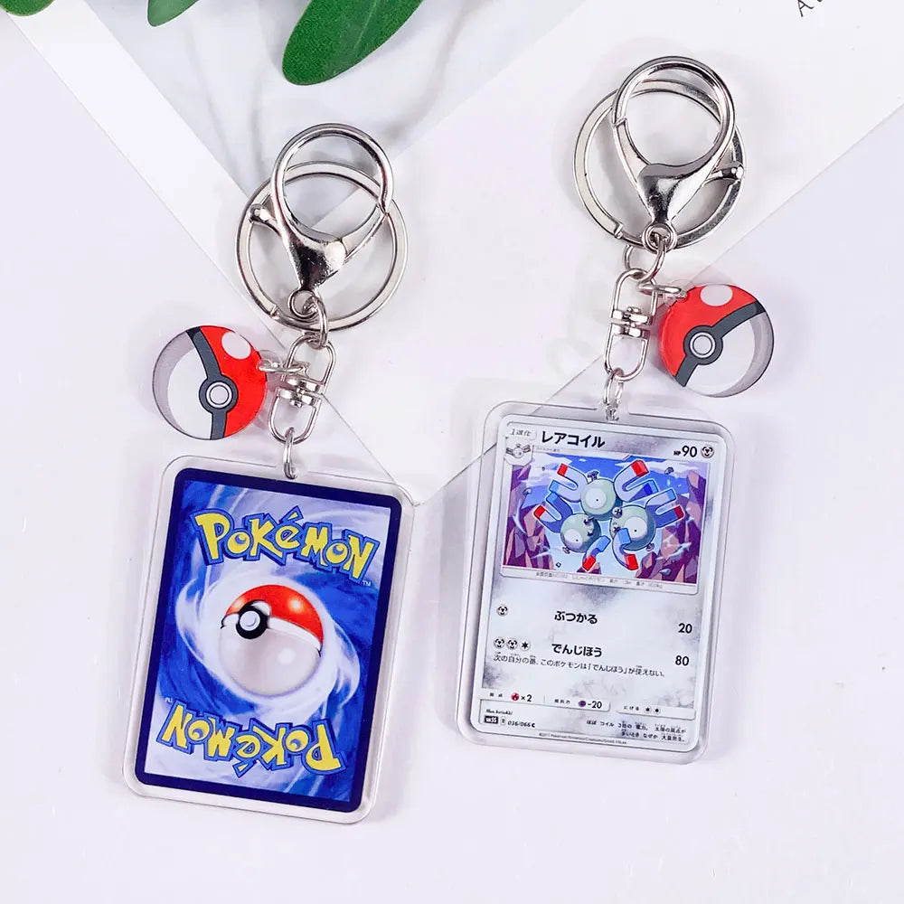 Pokémon Card Cute Acrylic Car Keychain Accessories Pikachu Charizard Gengar EeveeBag Charm Backpack Pendant Gifts For Friends