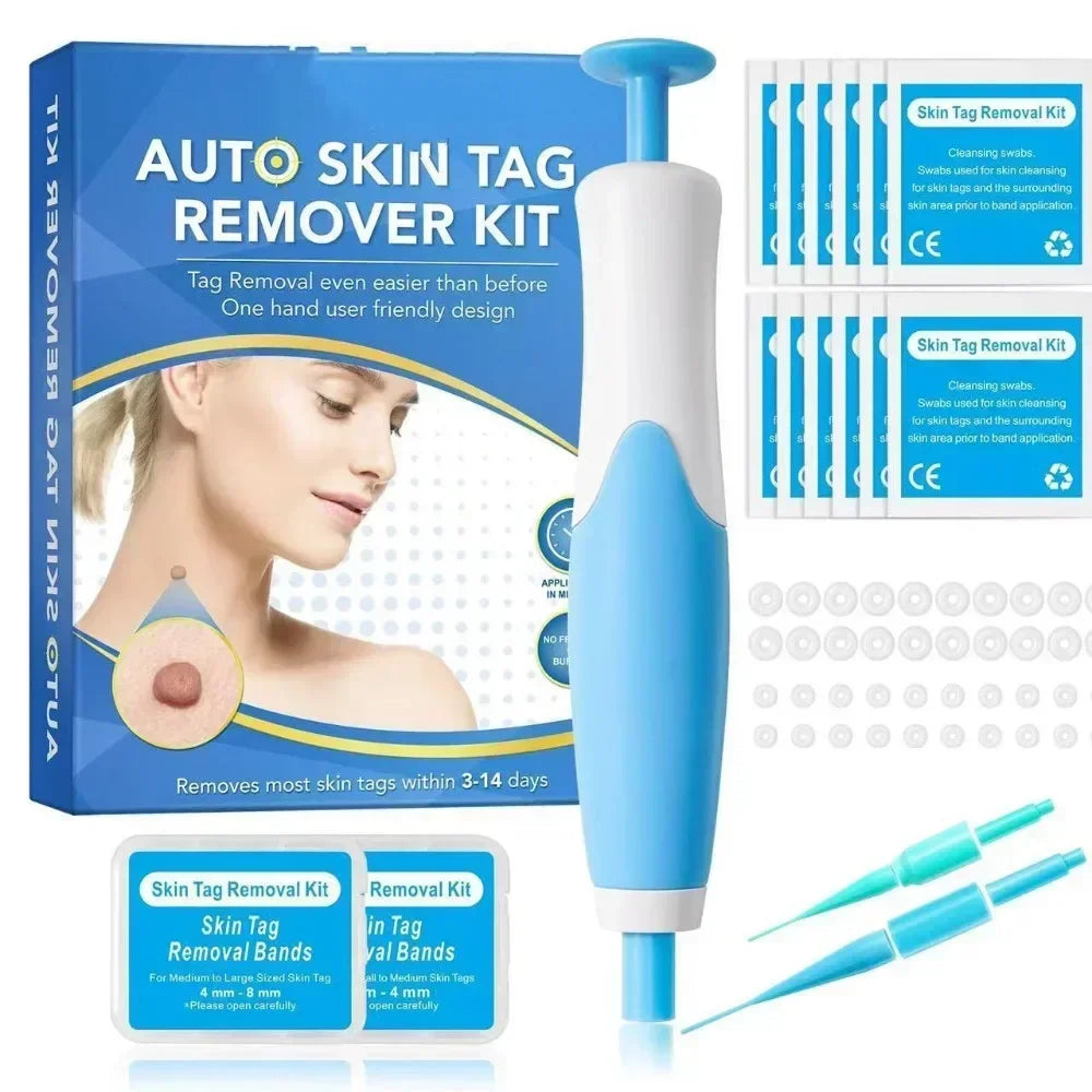 NEW Skin Tags Remover Tool 2-in-1 Auto Fast Removal Kit Safe Auto Tags Removal Pen with Bands 2-8mm Skin Tag Face Skin Care Tool
