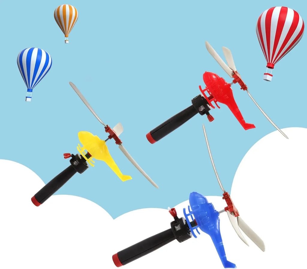 1/3/6 PCS Outdoor Sports Flying Toys Handle Pull Wire Planes Toys Flying Toy Helicopter, 360° Rotating Helicopter
