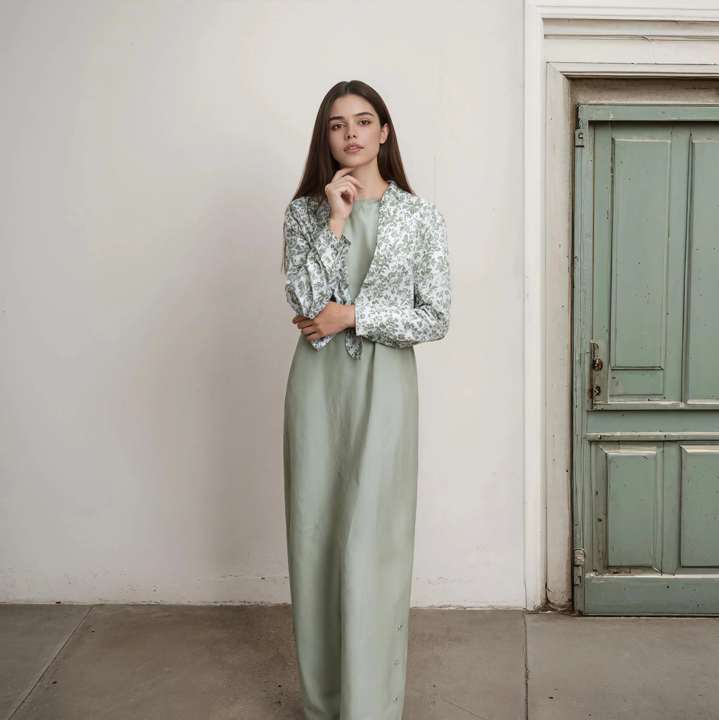 Autumn Winter Casual Women Cotton Linen Shirt Fashion Print Long Dress Set with Pocket Blouse Elegant Lady Street 2 Piece Set