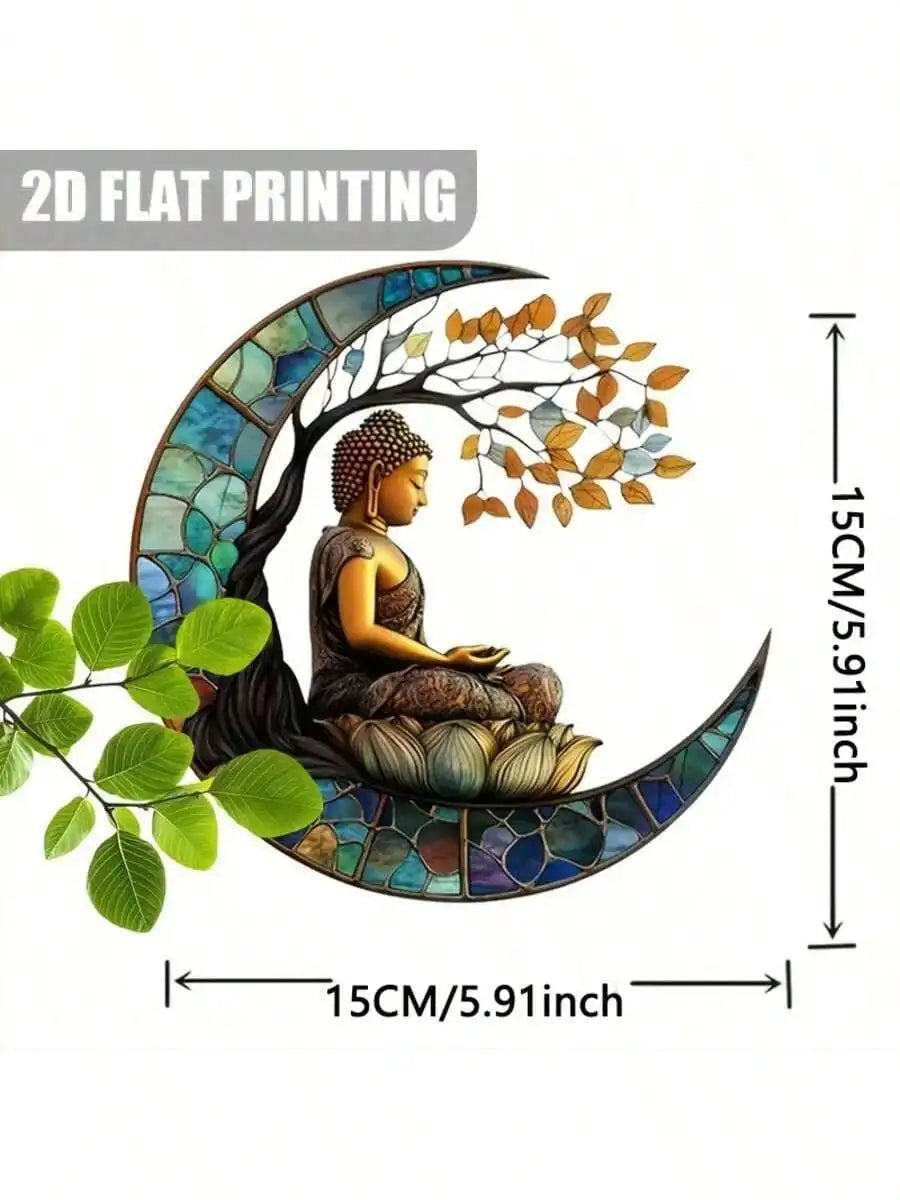 1PCS2D enchanting Buddha sun visor - dyed acrylic, perfect for home and garden decoration, religious spiritual gifts