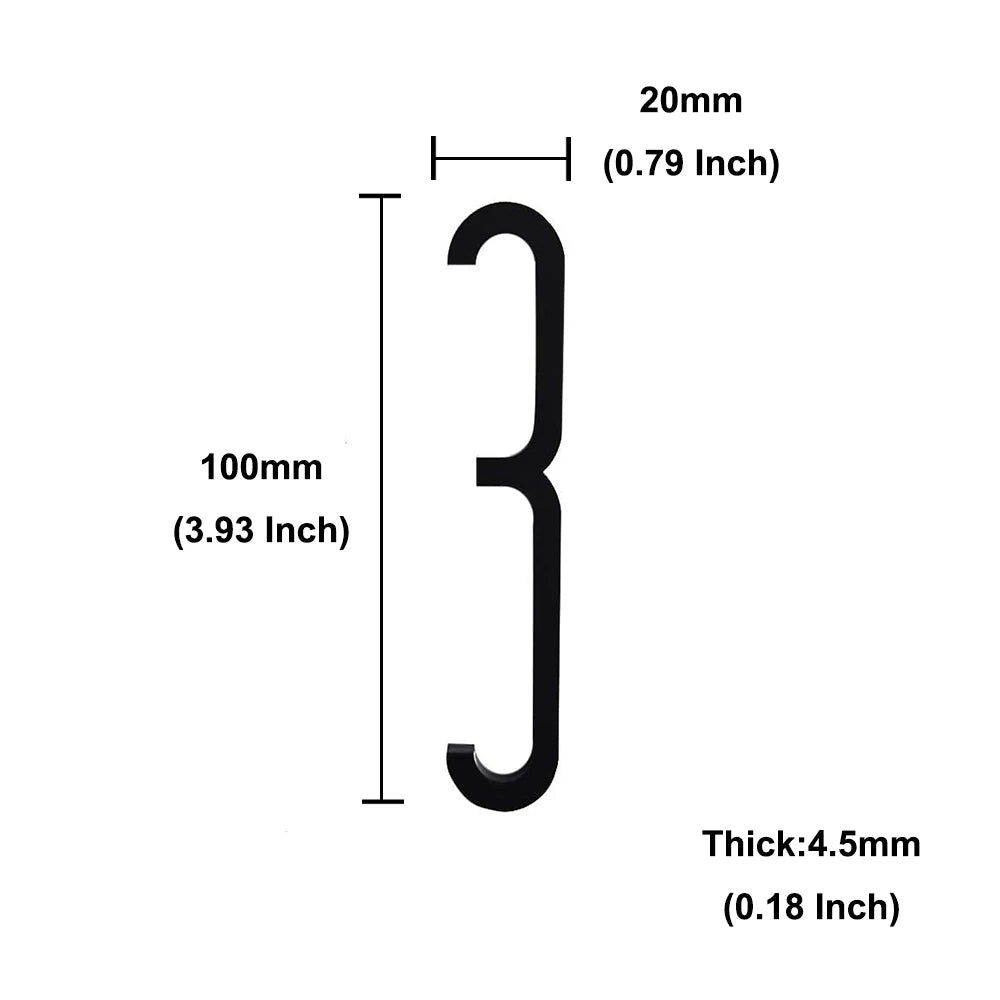 4 Inch 100mm Self Adhesive Big Modern Door Number for Exterior House Apartment Plaque Mailbox Address Digits Sticker Sign Black