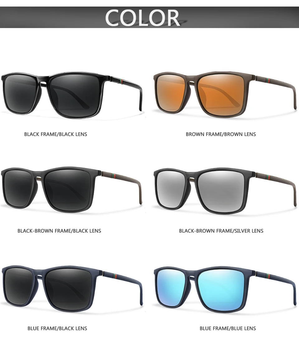 Men Women Fashion Cycling Sun Glasses  Travel Driving Fishing Male Eyewear UV400 Luxury Square Vintage Polarized Sunglasses