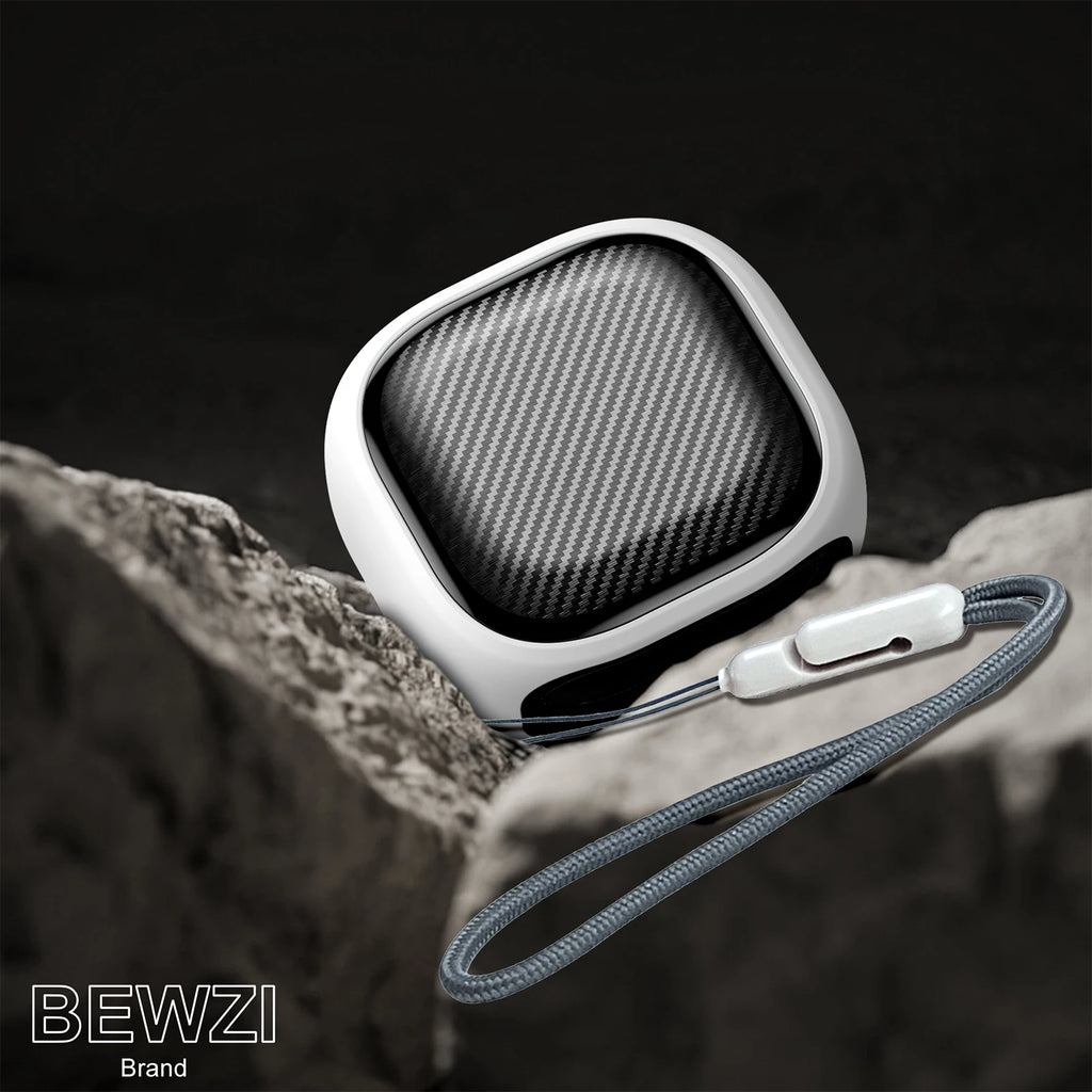 For Samsung Galaxy Buds FE, Buds Pro, Buds2 Pro, Buds Live, Buds2 Case Cover, Vogue Fiber Stripe Protection Case with Lanyard