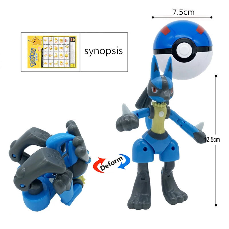 Funny Pokemon Transformation Cartoon Model Pokeball Pikachu Toys Scalable Anime Figure Dolls Model Ornaments Kids Birthday Toys