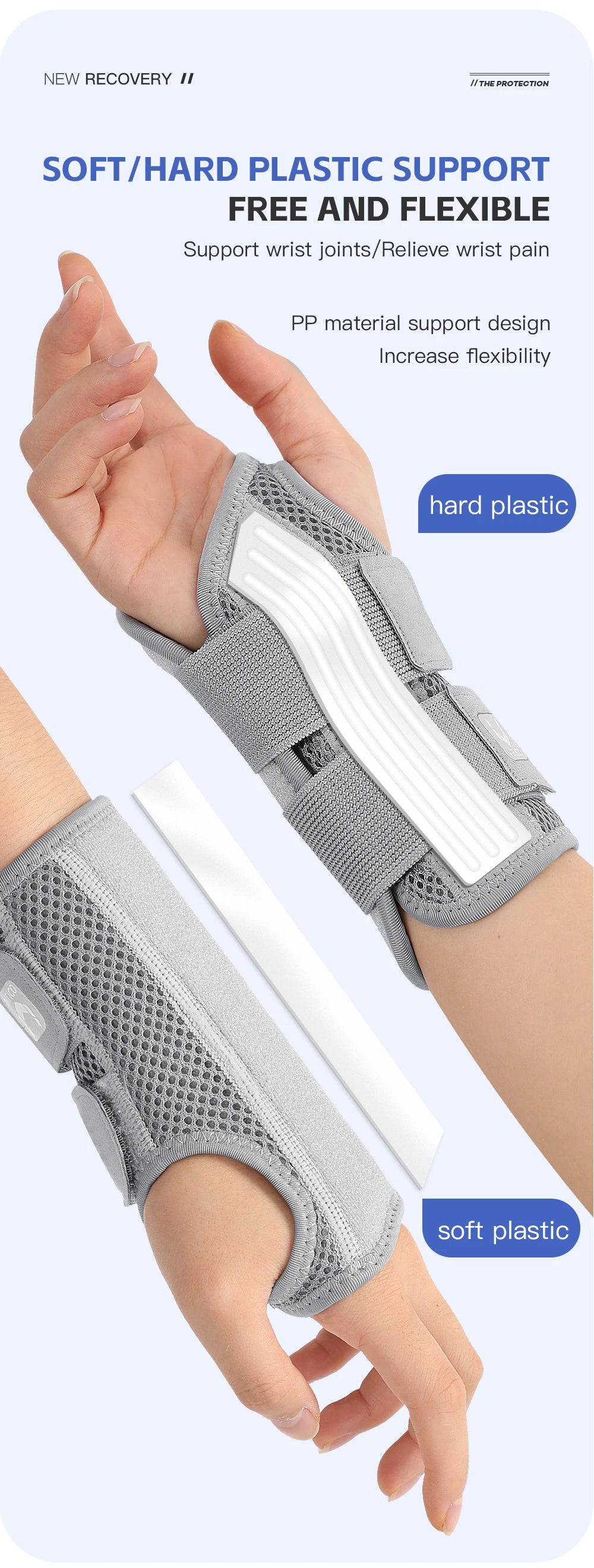 Wrist Brace for Carpal Tunnel Support Brace with Splints Hand Support for Arthritis Tendonitis Sprain Injuries Wrist Pain 1PC