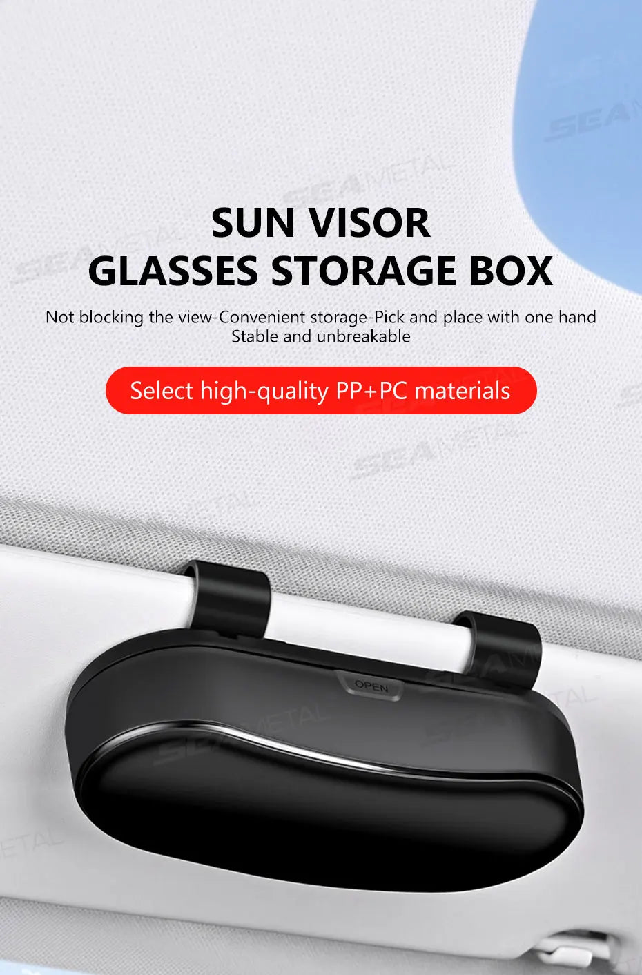 SEAMETAL Car Sun Visor Glasses Case Anti-Scratch Sunglasses Storage Box Glasses Holder Organizer Universal for 99% Car Models