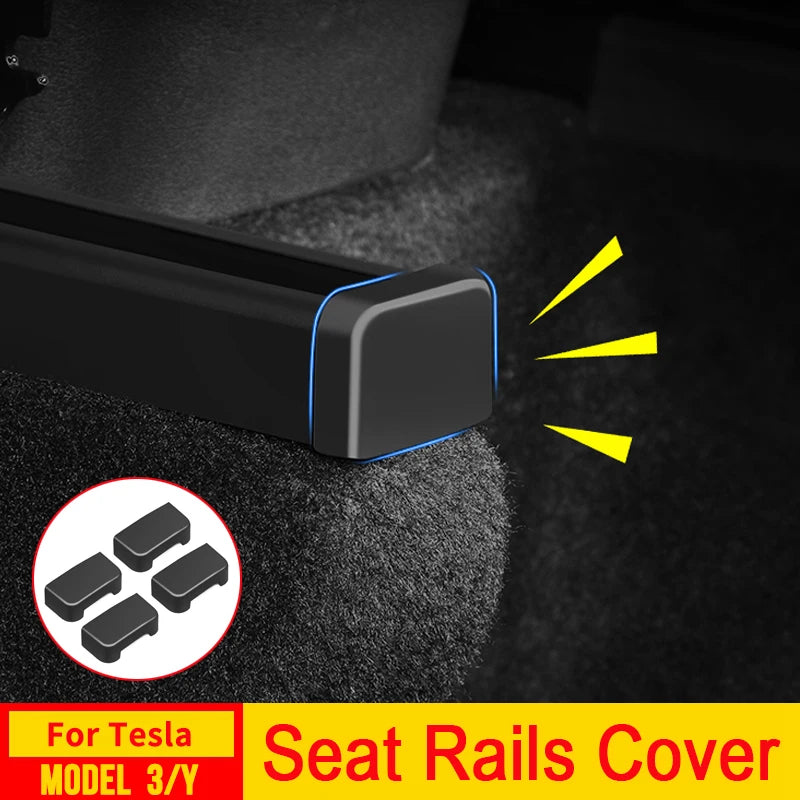 CHTNBO 4pcs Seat Rail Cover Protector For Tesla Model 3 Y Juniper Accessories 2026 -2021 Rear End Pieces Backseat Slide
