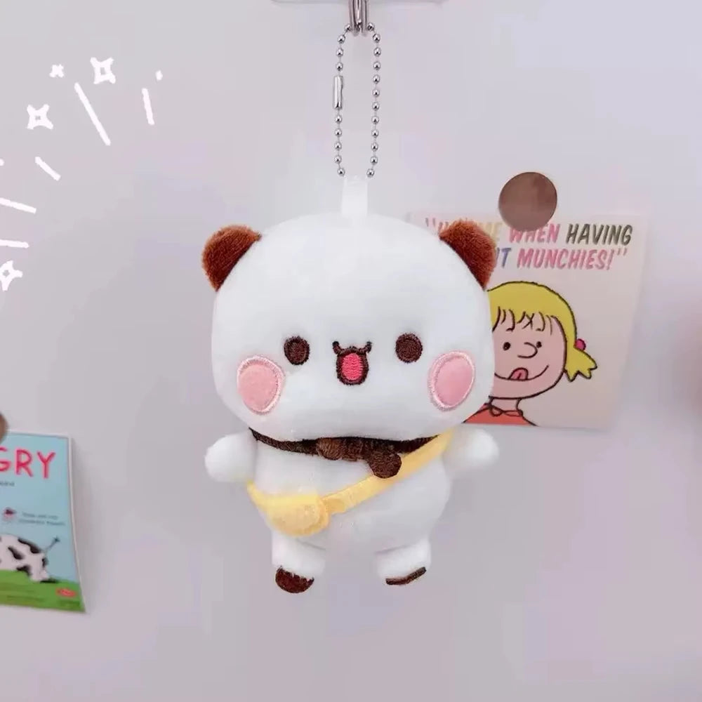 1/2Pcs New Panda Bubu and Yier Plush Pendant Keychain Dolls Cute Cartoon Panda Bear Key Ring Backpack Pendant Couple Gifts