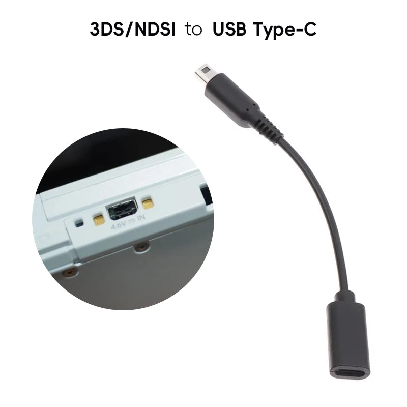 DATA FROG Type-C to 3DS Charging Cable Power Line for DSI 2DS New 3DS XL LL Console Charger Wire